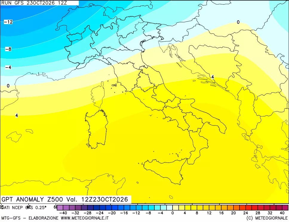 mappa 500 hPa GPT Anomaly vs Cli.No 1981-2010