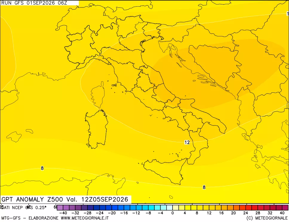 mappa 500 hPa GPT Anomaly vs Cli.No 1981-2010