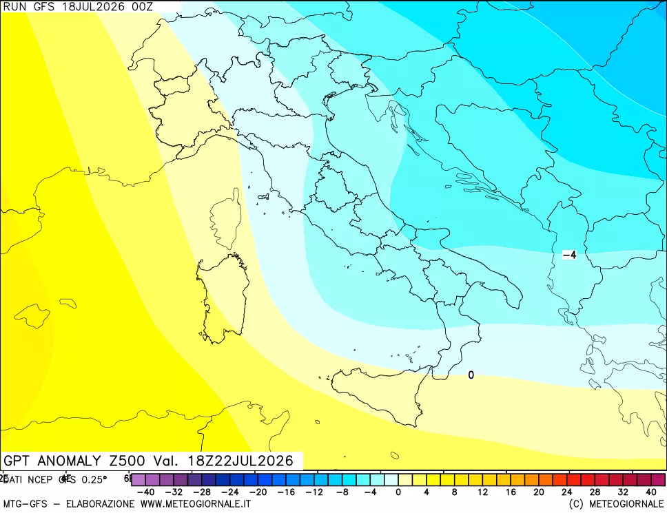mappa 500 hPa GPT Anomaly vs Cli.No 1981-2010