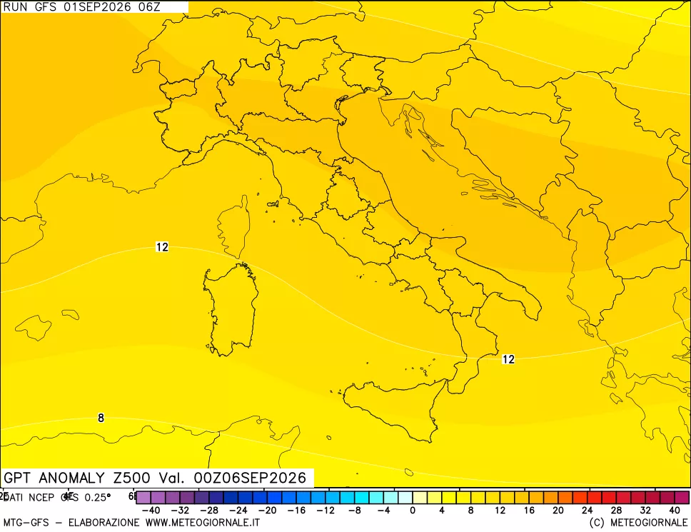 mappa 500 hPa GPT Anomaly vs Cli.No 1981-2010