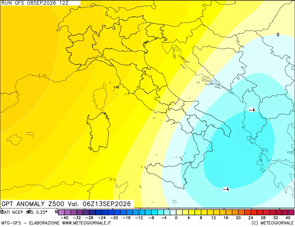 mappa 500 hPa GPT Anomaly vs Cli.No 1981-2010