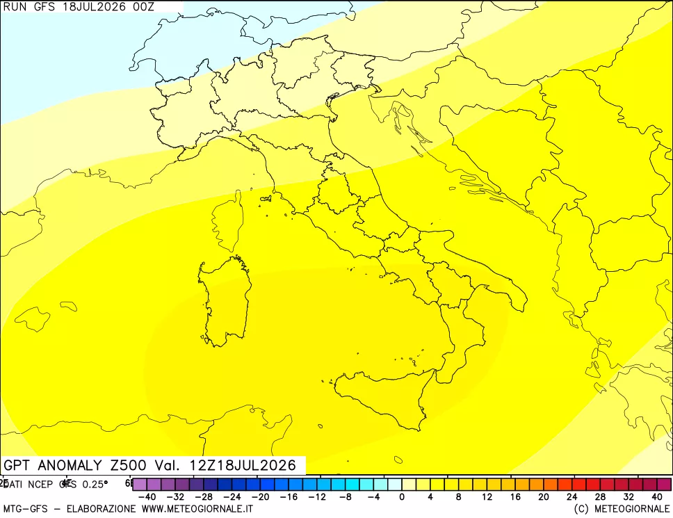 mappa 500 hPa GPT Anomaly vs Cli.No 1981-2010