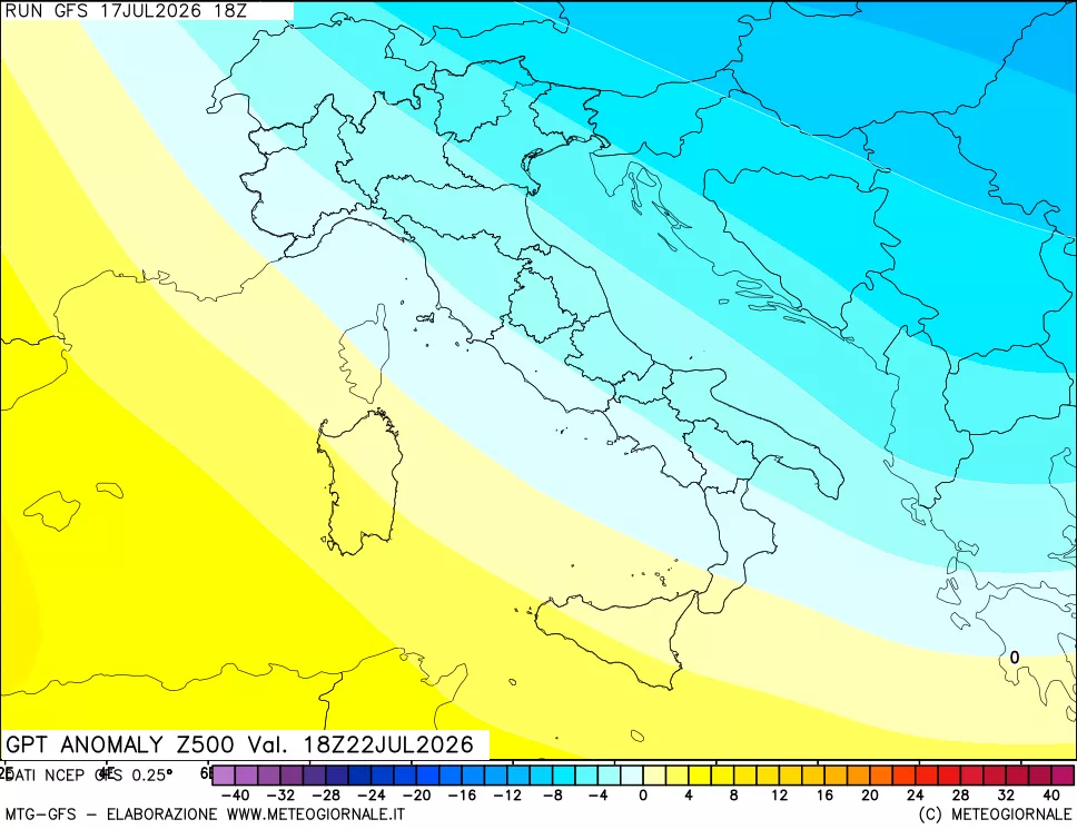 mappa 500 hPa GPT Anomaly vs Cli.No 1981-2010