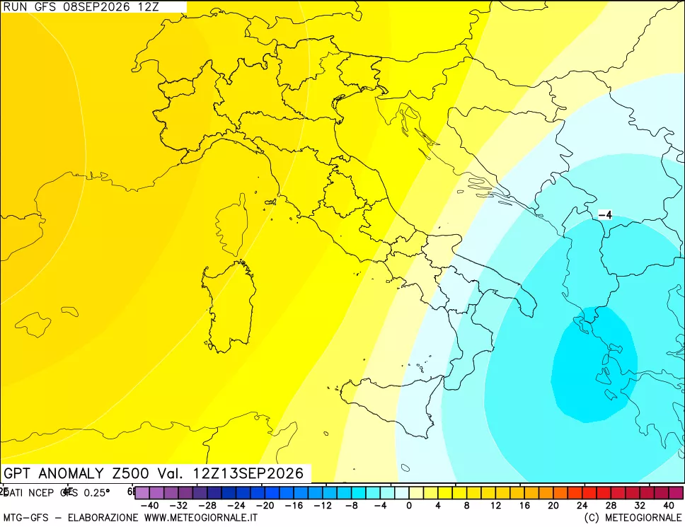 mappa 500 hPa GPT Anomaly vs Cli.No 1981-2010