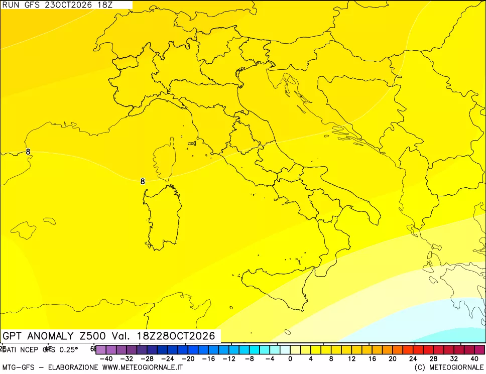 mappa 500 hPa GPT Anomaly vs Cli.No 1981-2010
