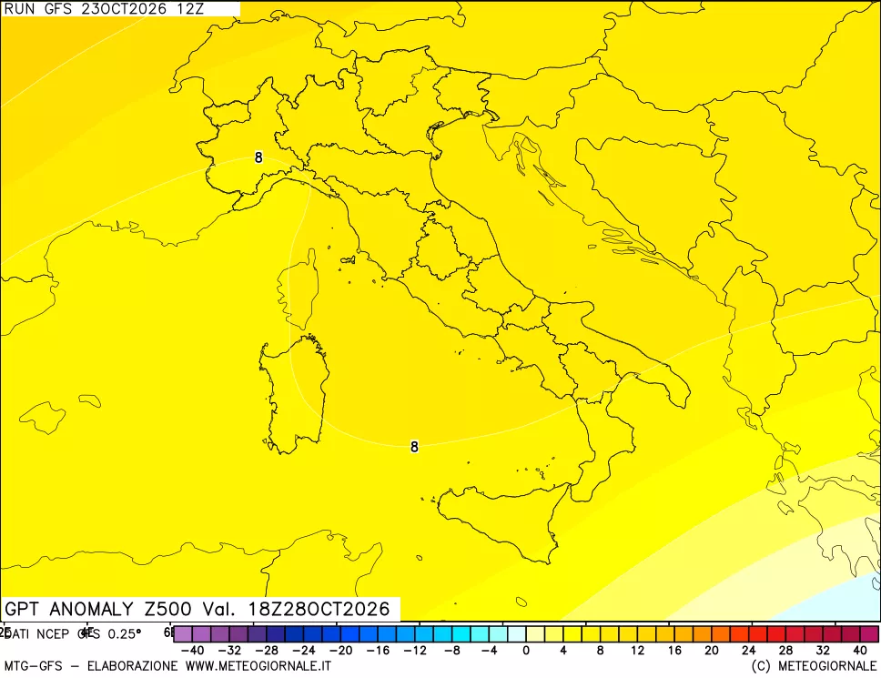 mappa 500 hPa GPT Anomaly vs Cli.No 1981-2010