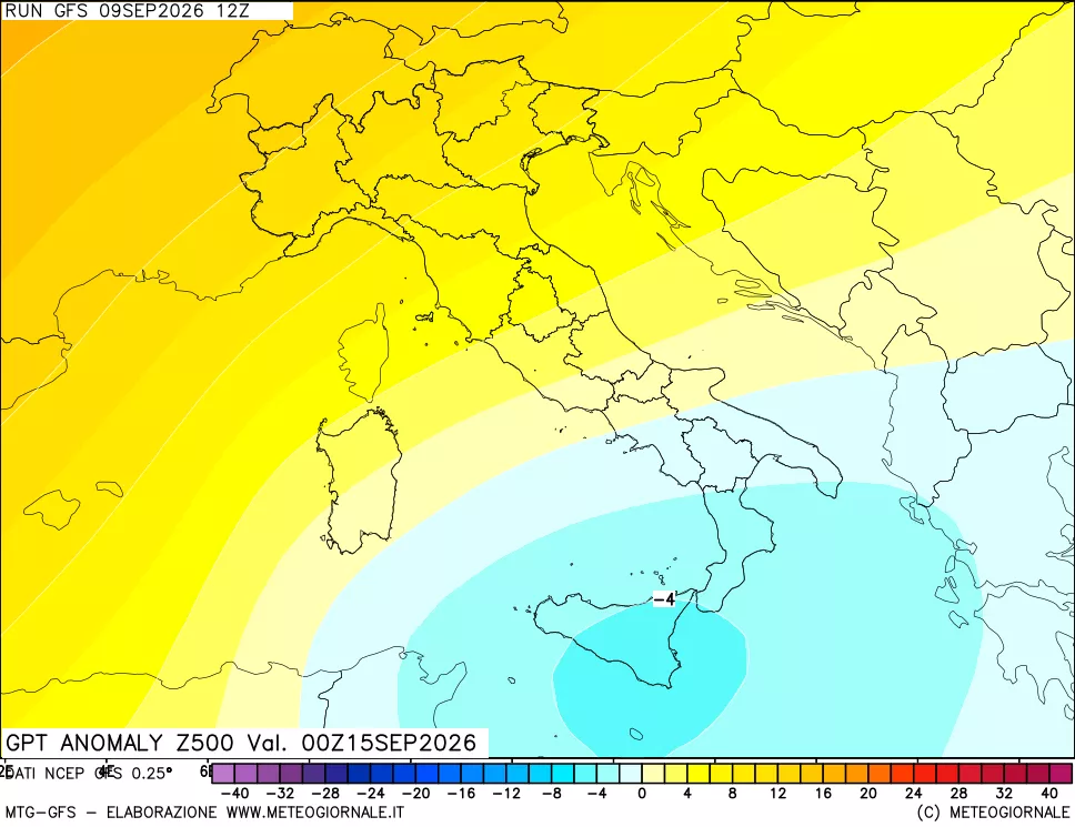 mappa 500 hPa GPT Anomaly vs Cli.No 1981-2010