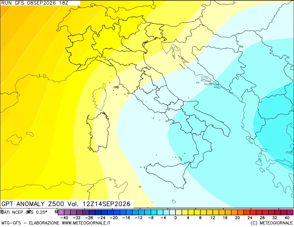 mappa 500 hPa GPT Anomaly vs Cli.No 1981-2010