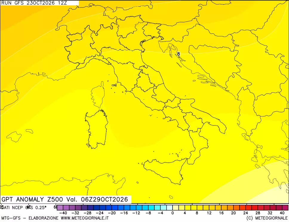 mappa 500 hPa GPT Anomaly vs Cli.No 1981-2010
