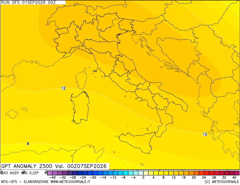 mappa 500 hPa GPT Anomaly vs Cli.No 1981-2010