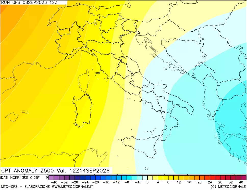 mappa 500 hPa GPT Anomaly vs Cli.No 1981-2010