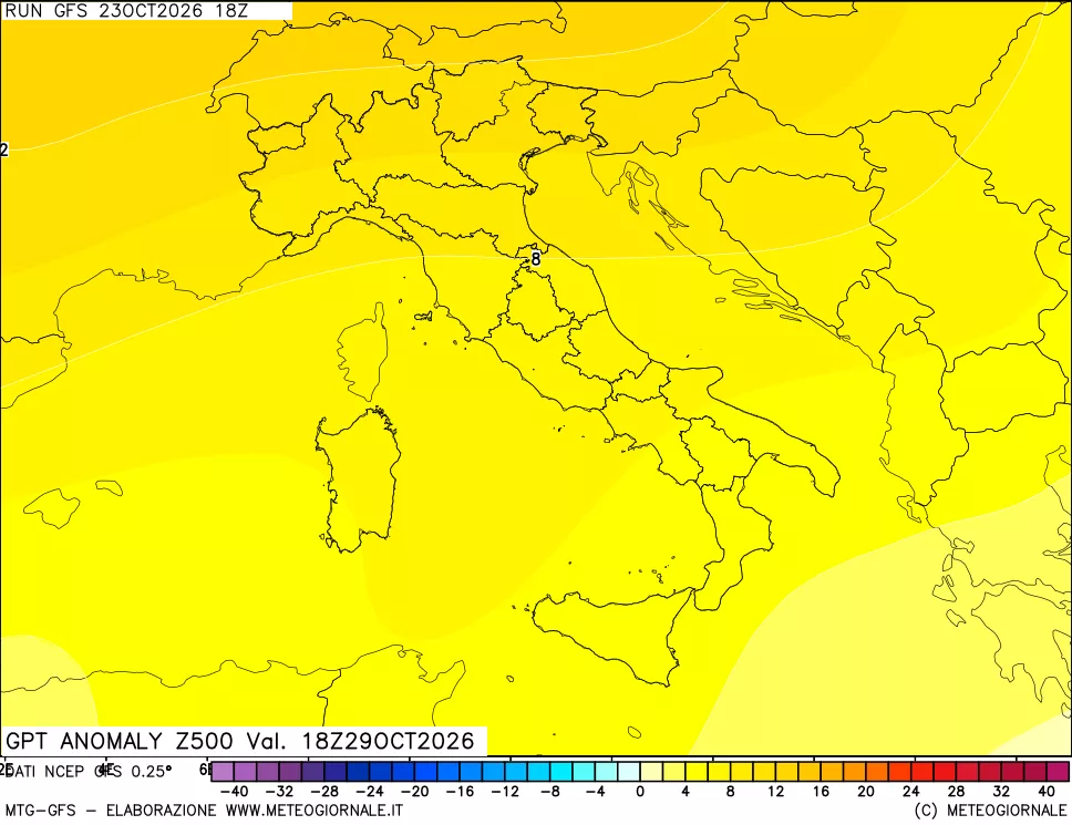mappa 500 hPa GPT Anomaly vs Cli.No 1981-2010