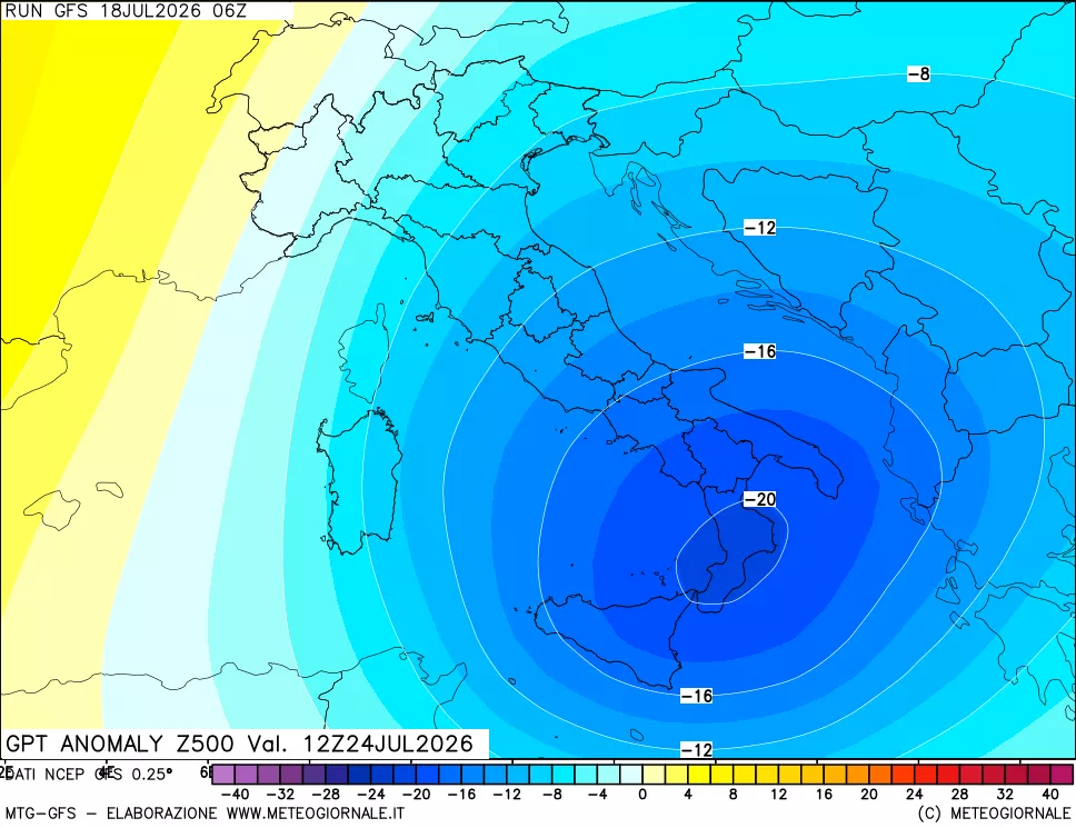 mappa 500 hPa GPT Anomaly vs Cli.No 1981-2010