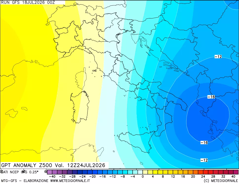 mappa 500 hPa GPT Anomaly vs Cli.No 1981-2010