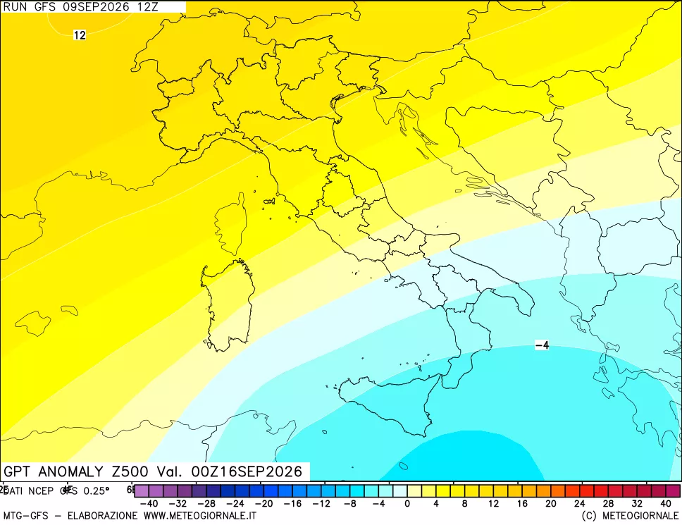 mappa 500 hPa GPT Anomaly vs Cli.No 1981-2010