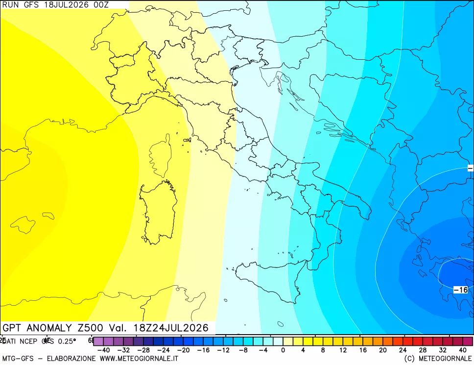 mappa 500 hPa GPT Anomaly vs Cli.No 1981-2010