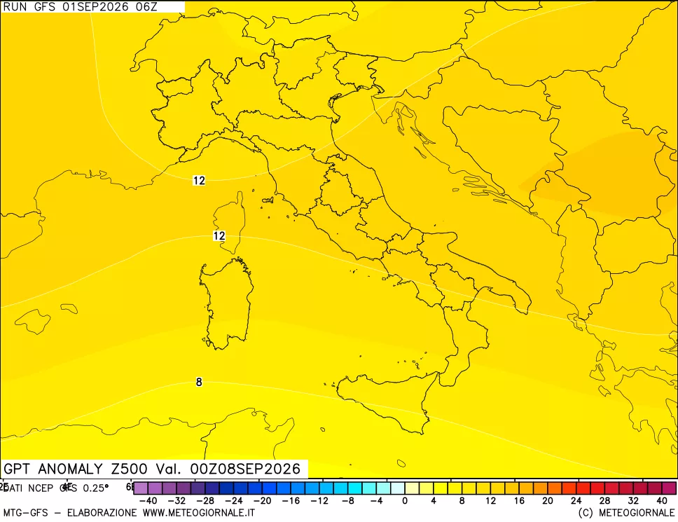 mappa 500 hPa GPT Anomaly vs Cli.No 1981-2010