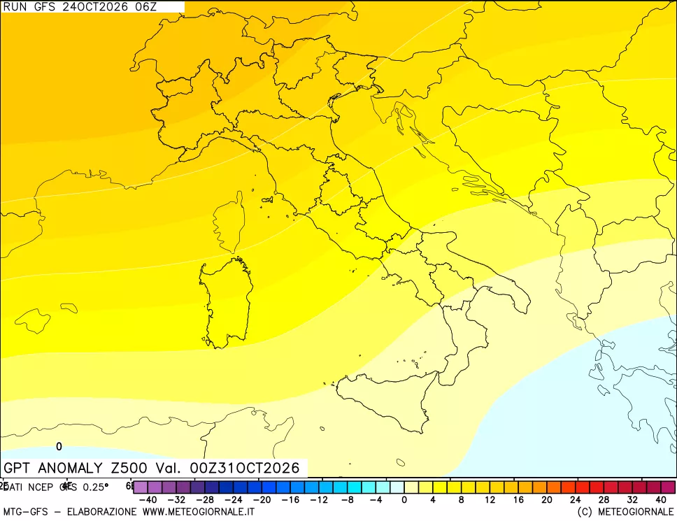 mappa 500 hPa GPT Anomaly vs Cli.No 1981-2010