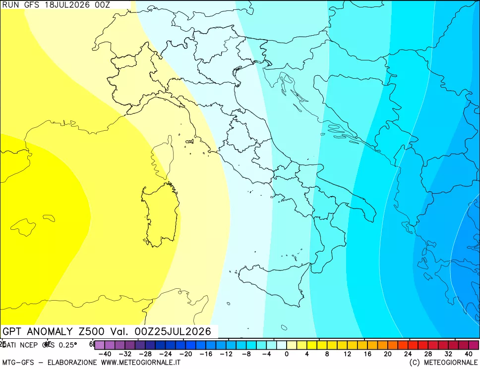 mappa 500 hPa GPT Anomaly vs Cli.No 1981-2010