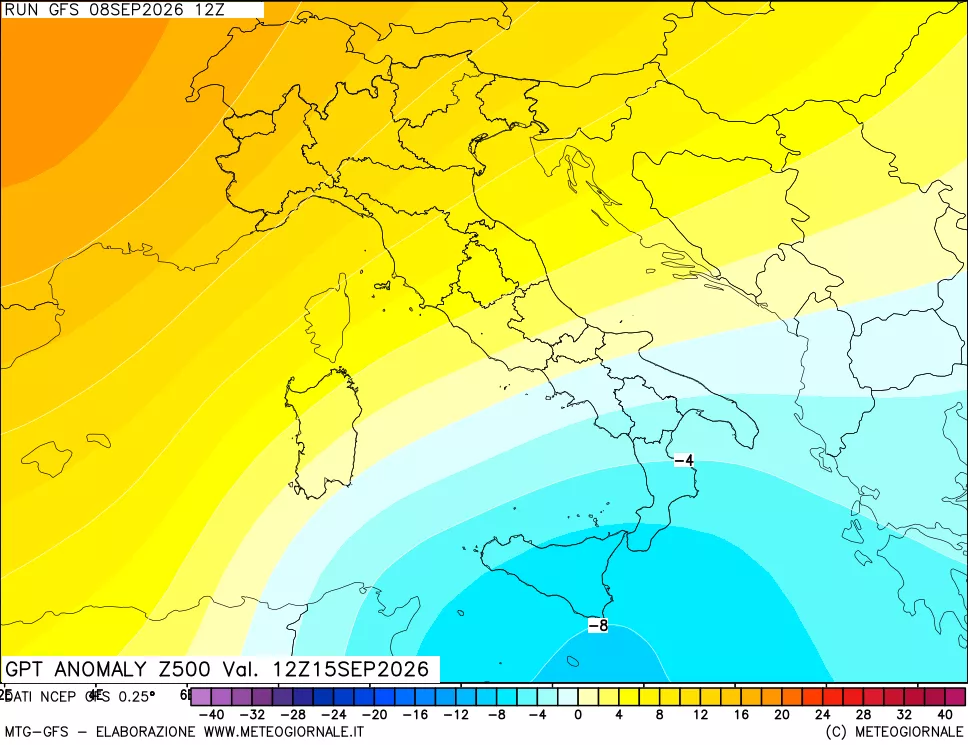 mappa 500 hPa GPT Anomaly vs Cli.No 1981-2010