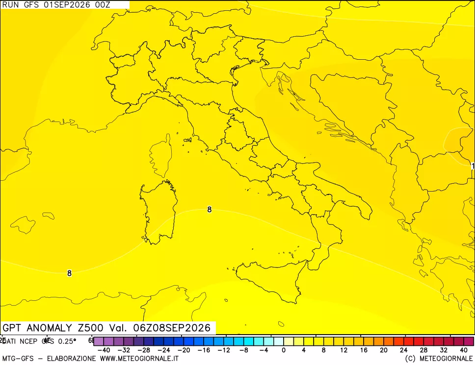 mappa 500 hPa GPT Anomaly vs Cli.No 1981-2010