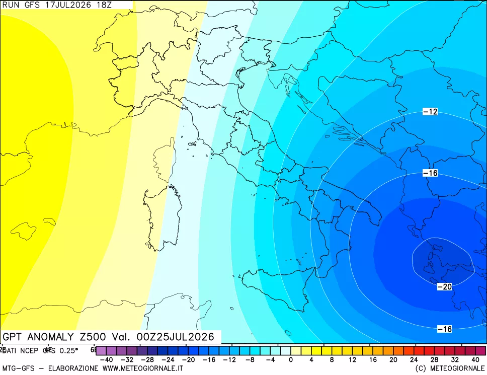 mappa 500 hPa GPT Anomaly vs Cli.No 1981-2010