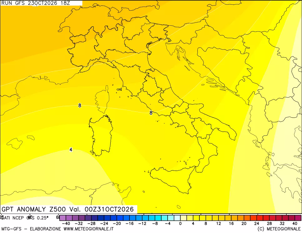 mappa 500 hPa GPT Anomaly vs Cli.No 1981-2010