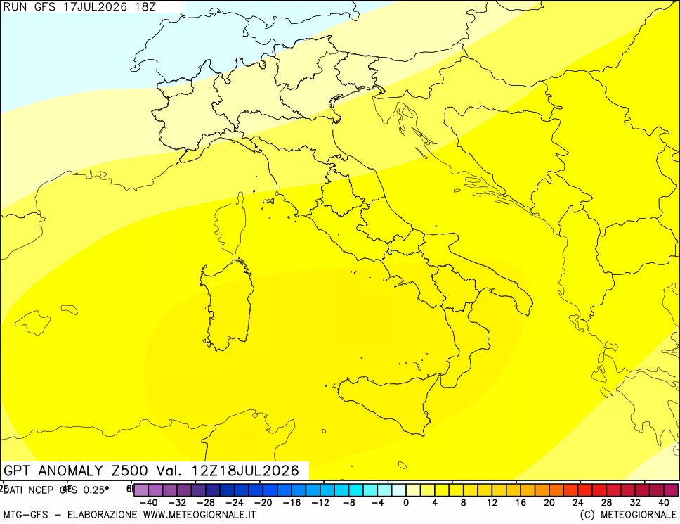 mappa 500 hPa GPT Anomaly vs Cli.No 1981-2010