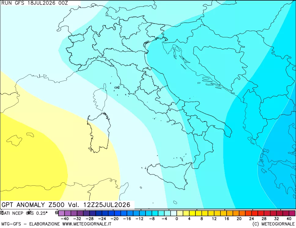 mappa 500 hPa GPT Anomaly vs Cli.No 1981-2010