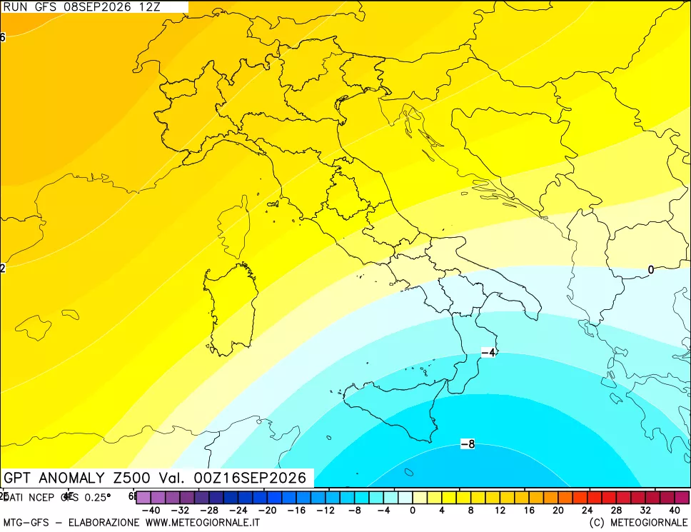mappa 500 hPa GPT Anomaly vs Cli.No 1981-2010