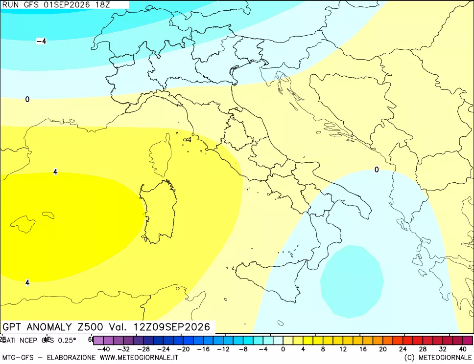 mappa 500 hPa GPT Anomaly vs Cli.No 1981-2010