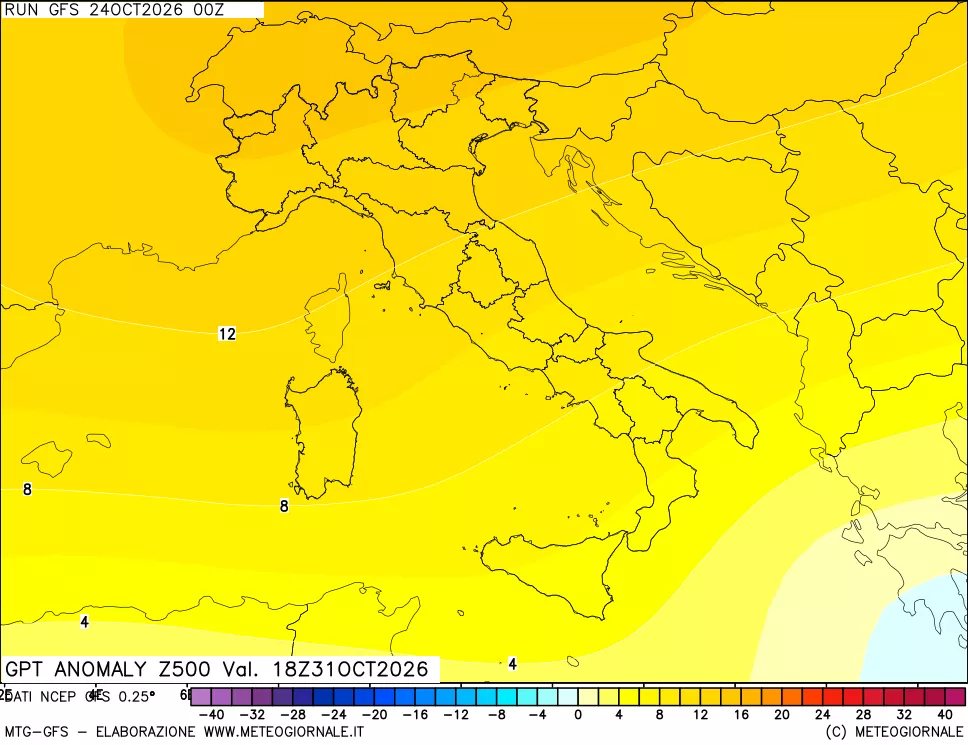 mappa 500 hPa GPT Anomaly vs Cli.No 1981-2010