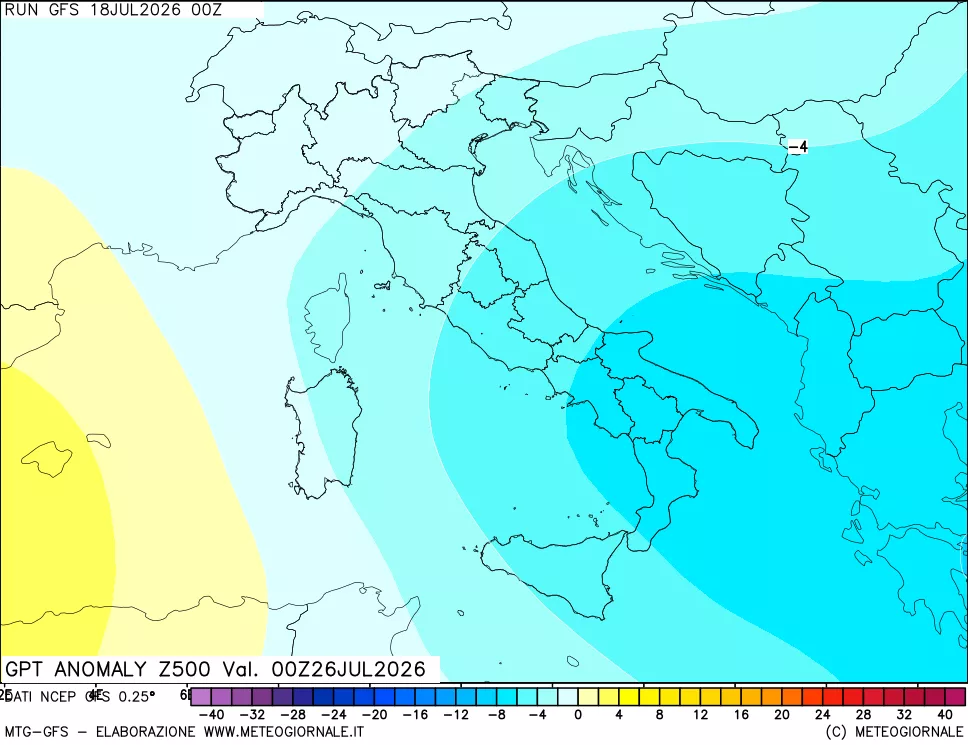 mappa 500 hPa GPT Anomaly vs Cli.No 1981-2010