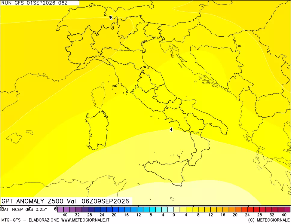 mappa 500 hPa GPT Anomaly vs Cli.No 1981-2010