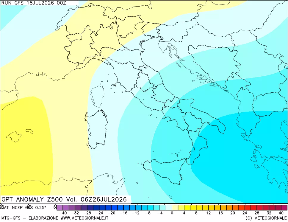 mappa 500 hPa GPT Anomaly vs Cli.No 1981-2010
