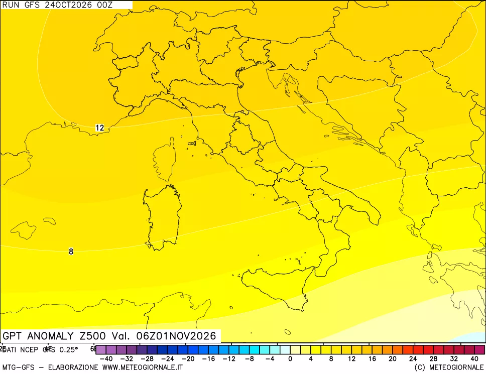 mappa 500 hPa GPT Anomaly vs Cli.No 1981-2010