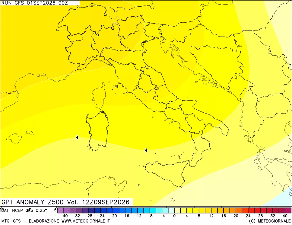 mappa 500 hPa GPT Anomaly vs Cli.No 1981-2010