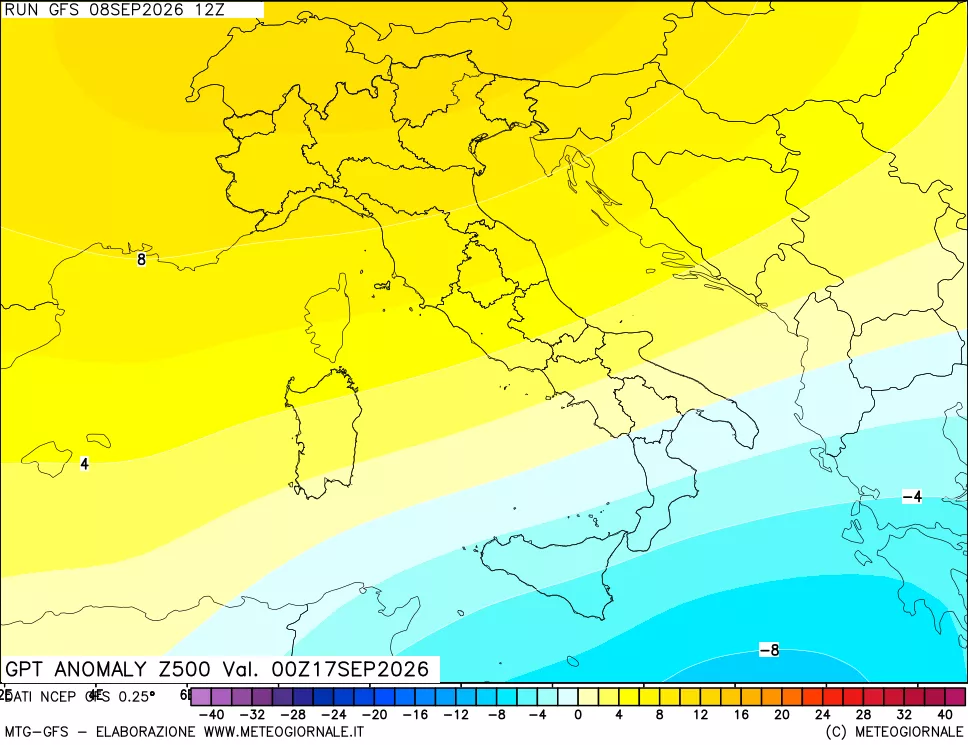 mappa 500 hPa GPT Anomaly vs Cli.No 1981-2010