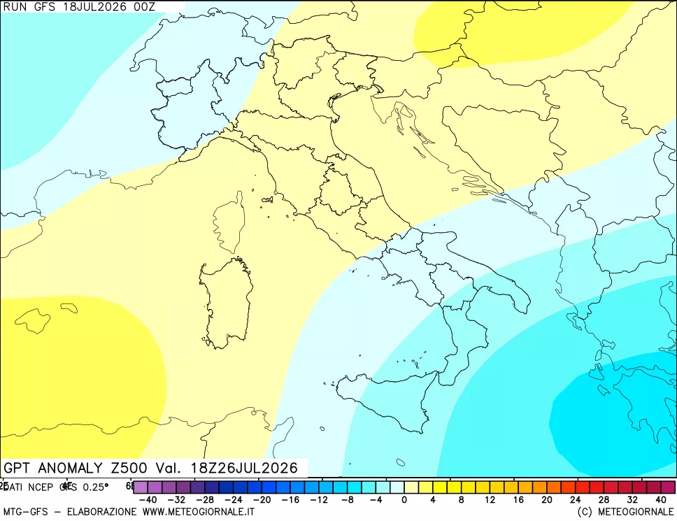 mappa 500 hPa GPT Anomaly vs Cli.No 1981-2010