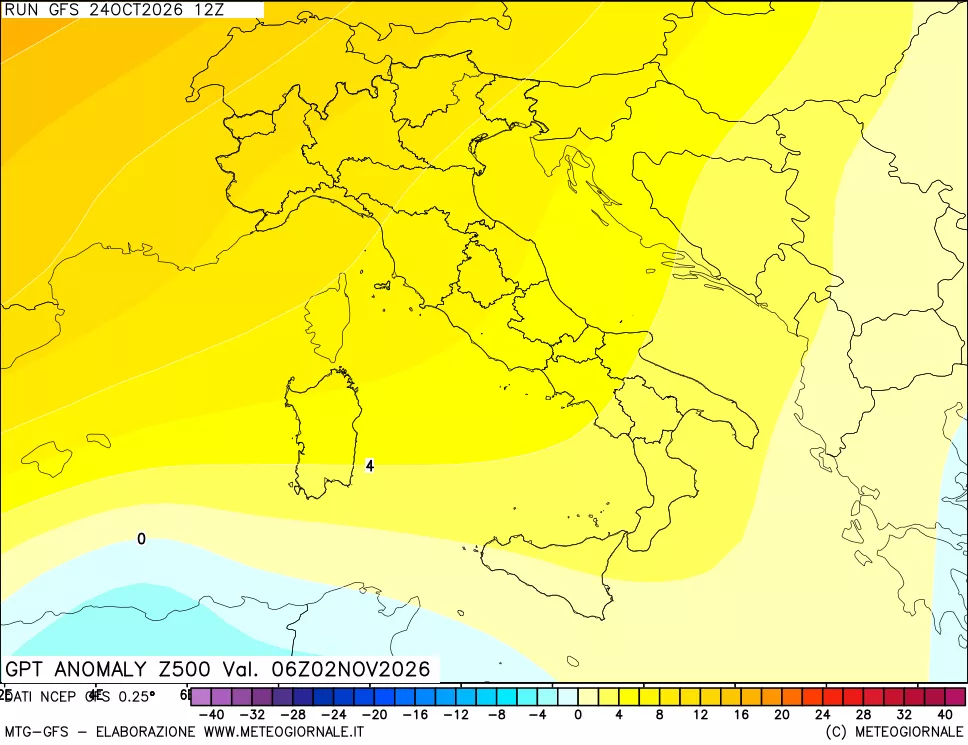 mappa 500 hPa GPT Anomaly vs Cli.No 1981-2010
