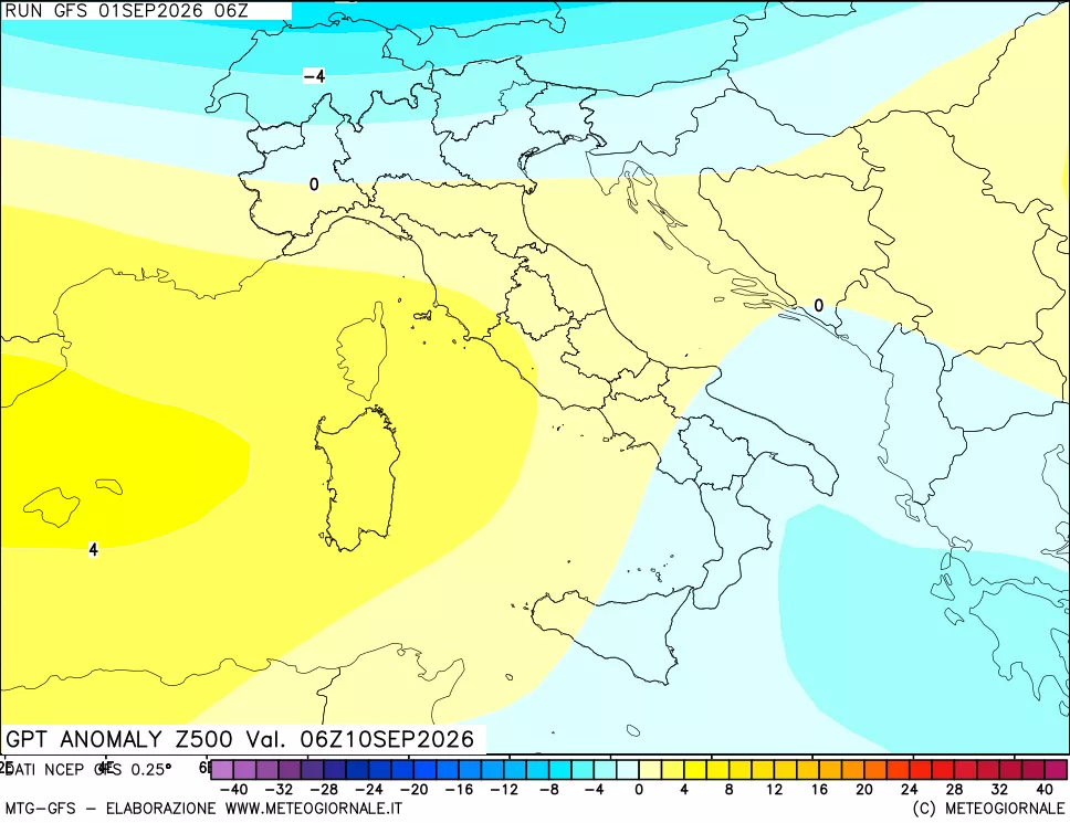 mappa 500 hPa GPT Anomaly vs Cli.No 1981-2010