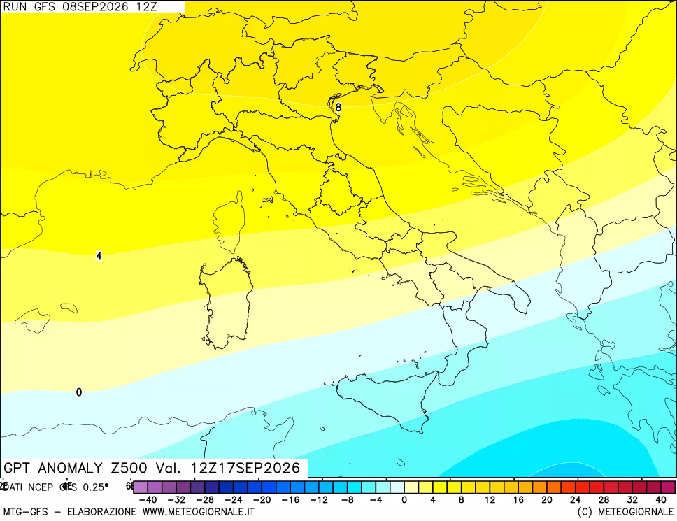 mappa 500 hPa GPT Anomaly vs Cli.No 1981-2010