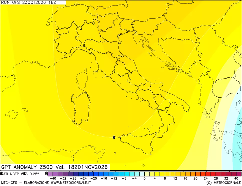 mappa 500 hPa GPT Anomaly vs Cli.No 1981-2010