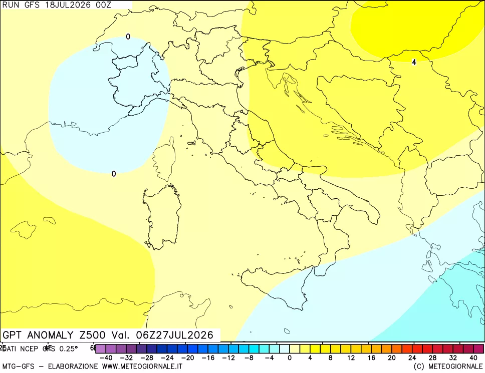 mappa 500 hPa GPT Anomaly vs Cli.No 1981-2010