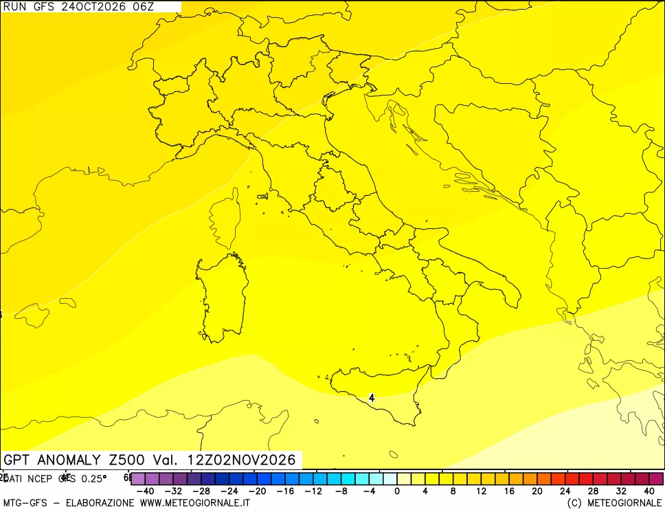 mappa 500 hPa GPT Anomaly vs Cli.No 1981-2010