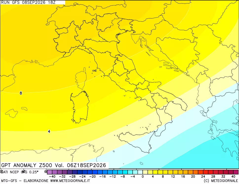 mappa 500 hPa GPT Anomaly vs Cli.No 1981-2010