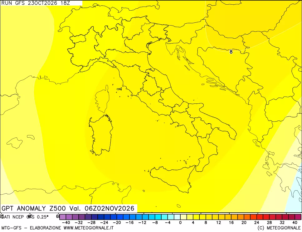 mappa 500 hPa GPT Anomaly vs Cli.No 1981-2010