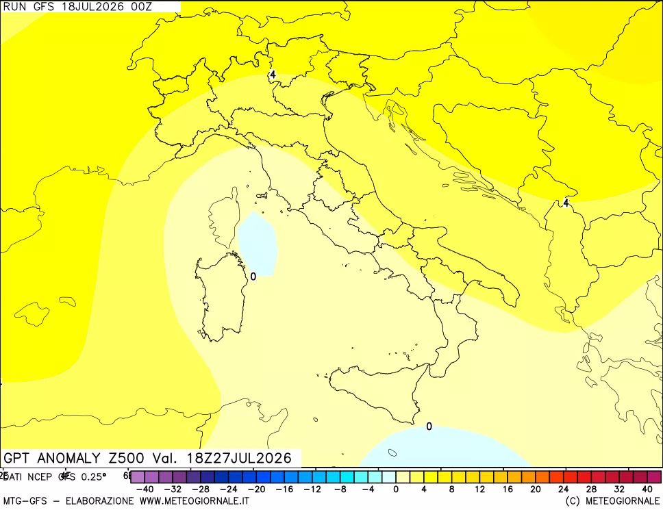 mappa 500 hPa GPT Anomaly vs Cli.No 1981-2010