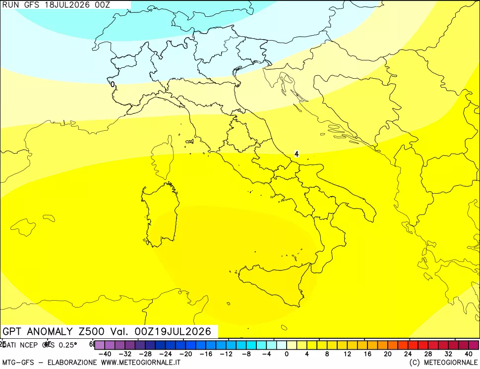 mappa 500 hPa GPT Anomaly vs Cli.No 1981-2010