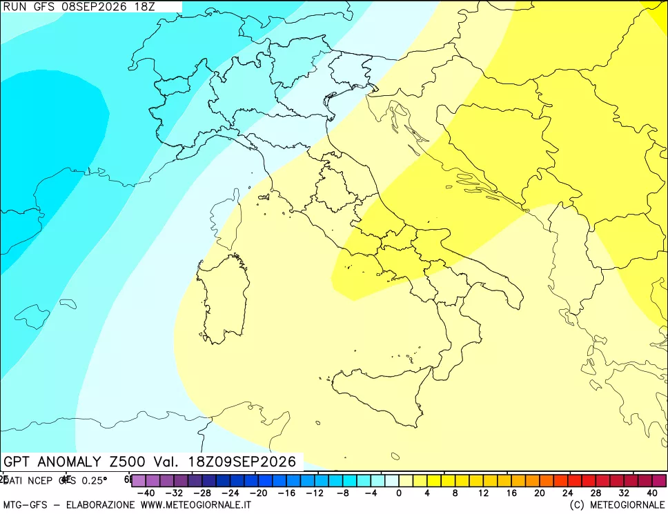 mappa 500 hPa GPT Anomaly vs Cli.No 1981-2010